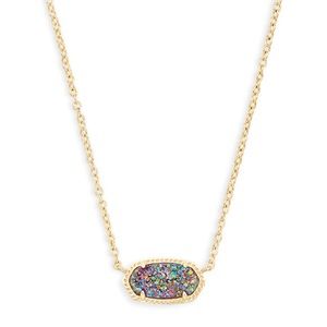 Kendra Scott Multicolor Drusty and Gold Elisa Pendant Necklace